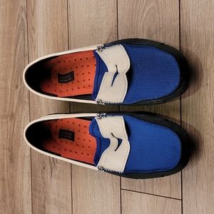 SWIMS Blue Black Suede Rubber Sz‎ 11 Mens Mesh Slip On Loafers